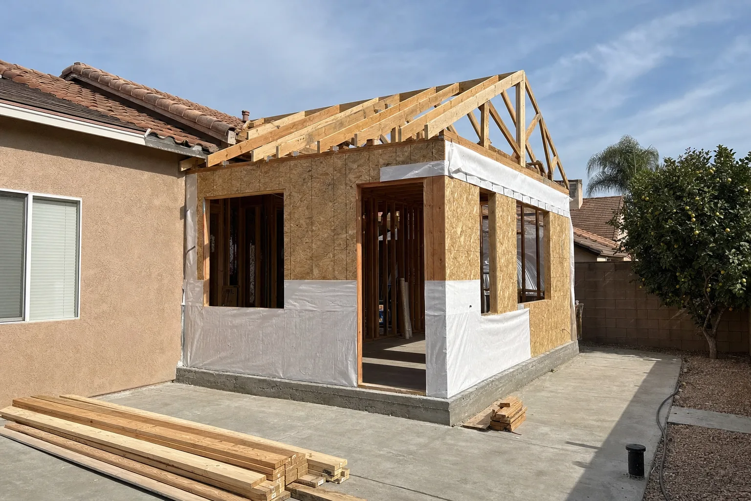 Home addition construction in Murrieta, CA