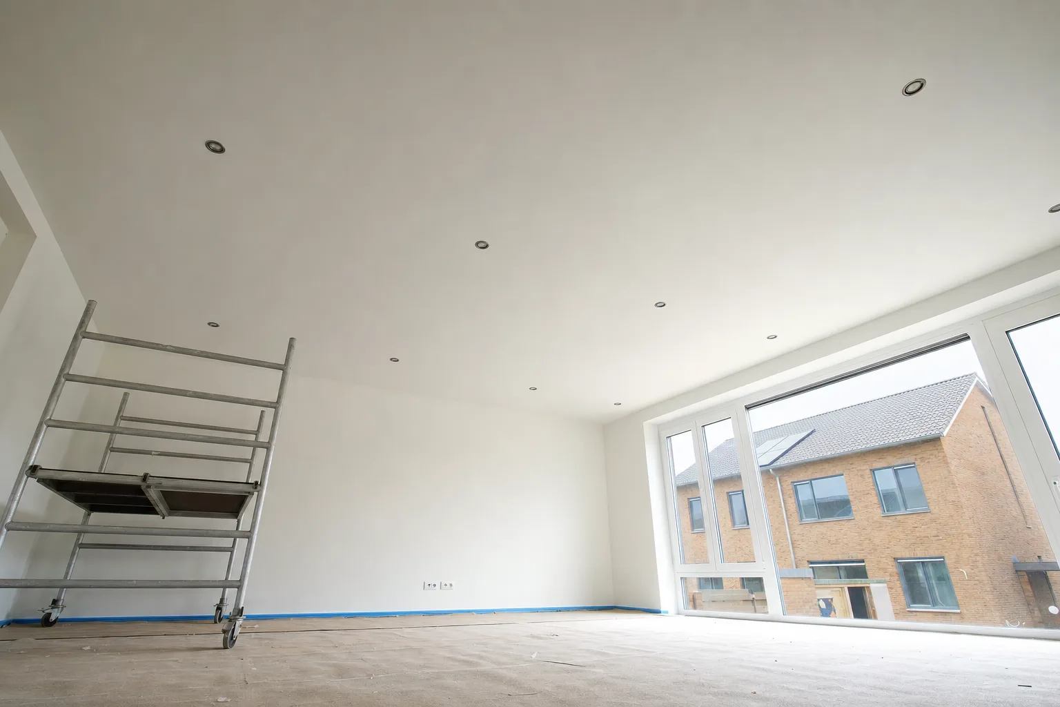 Sausklaar gestuct plafond in een nieuwbouwwoning in Leidsche Rijn