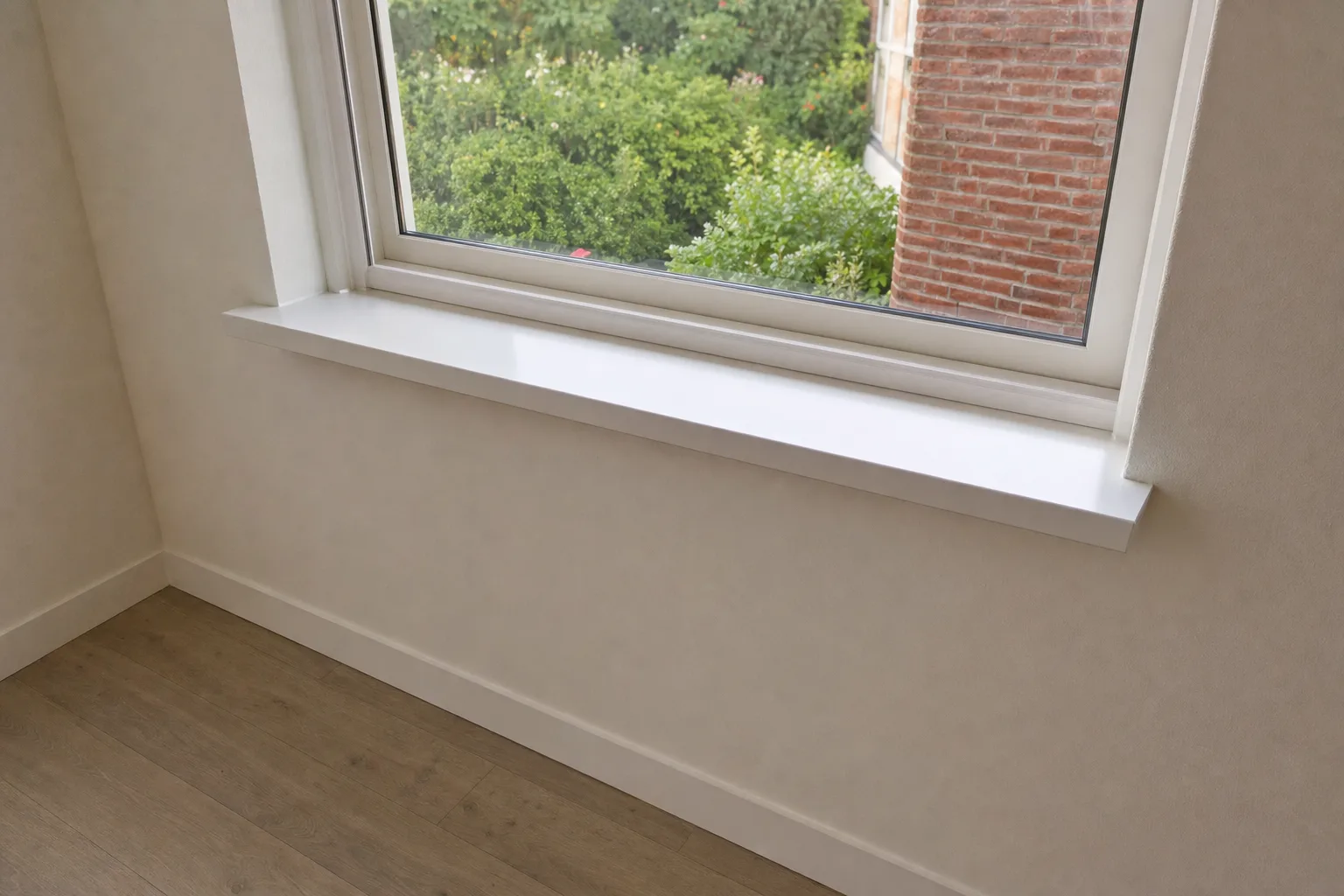 Nieuwe vensterbank strak aangesloten op kozijn en wand